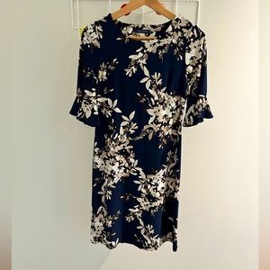 Navy blue floral dress (pre owned) size 2